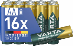 🔋 16 Stück VARTA Batterien AA, wiederaufladbar - Power on Demand 🌟 [Exklusiv bei Amazon]