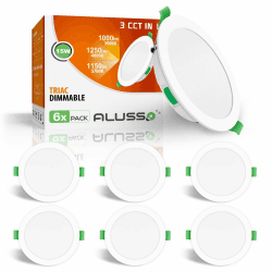ALUSSO LED Einbaustrahler Dimmbar 15W 230V Slim Flach Deckenleuchte, 1200 Lumen Warmweiß Neutralweiß Kaltweiß Einbauleuchten 32mm Einbautiefe, IP44 Deckenspots für Badezimmer, 6er Set 🌟