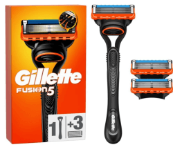 Gillette Fusion5 Rasierer für Männer, 1 Gillette Rasierer, 3 Ersatzklingen, Mit Gleitstreifen für ein sanftes Gleiten und 5 Klingen für eine gründliche, langanhaltende Rasur