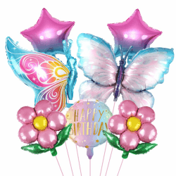 🦋🌸 7 Stück Schmetterling Folienballon & Blumen Helium Ballon Deal 🌸🦋