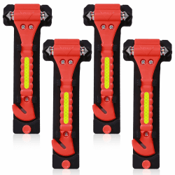 🚗🔨 WANDGU 4 Stück Notfallhammer Auto: 2in1 Sicherheitshammer! 🚨