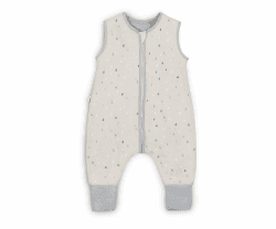 Ehrenkind® Baby Sommerschlafsack mit Füßen 1.0 TOG | Sommer Schlafsack Gr. 90 Natur-Graue Tropfen