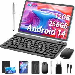 Android Tablet 11 Zoll Mit Tastatur, 12GB+256GB, 1TB Erweiterbar (Schwarz) 📱🔋📸