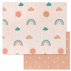 👶🎨 Spielmatte Baby 150x180x1cm - Wendbar, Faltbar, Wasserabweisend - Sweety Fox (Rosa)