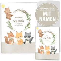 U-Heft und Impfpasshüllen Set 3-teilig 🦊🌿 | Personalisiertes Babygeschenk