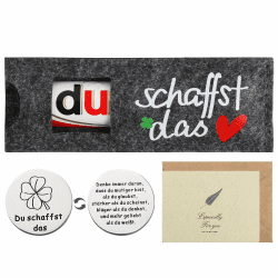 🎁 Bofunx Du schaffst das Geschenke Hülle Filz Geschenk für Schokolade mit Glücksbringer Grußkarten