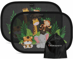 Auto Sonnenschutz Baby mit süßen Tier Motiven (Wild Life) - 2er Set