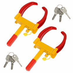 Randaco 2 Stück Radkralle Reifenkralle 🔒 Diebstahlsicherung | Gelb & Rot | PVC-Schutz