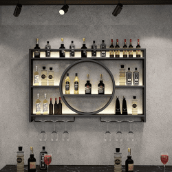 Wandweinregal Metall mit LED-Beleuchtung & modulare Weinflaschenhalterung 🍷🌟
