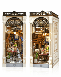 Rolife Book Nook Kit für Erwachsene DIY Miniature House mit Licht für Buchstütze Bibliothek Bücherregal Dekoration Arcade Dating 3D Puzzle Buchstützen aus Holz