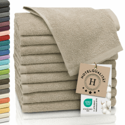 ZOLLNER 10er Set Gästehandtücher - Weiche und saugstarke Handtücher in Cappuccino 🛁🌟