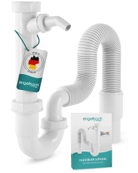 Engelbach® Siphon für Küchenspüle mit Flexiblem Ablaufschlauch - Flexibler Siphon mit Geräteanschluss