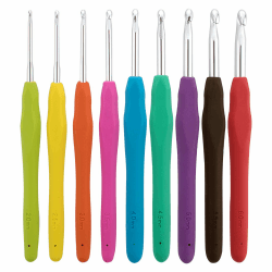 🧶🪡 9x Häkelnadeln Nadelset Aluminium mit bunten Gummigriff Stricknadeln
