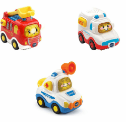 🚒🚑🚓 Vtech 80-242104 TUT TUT Baby Flitzer - 3er Set Einsatzfahrzeuge (Feuerwehrauto, Rettungswagen, Polizei), Babyautos, Mehrfarbig