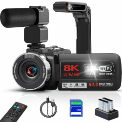 Videokamera 8K Camcorder 64MP WiFi Vlogging Kamera mit IR Nachtsicht 📹