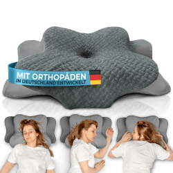 Glückstoff® Orthopädisches Kissen (Zertifiziert für alle Schlaftypen) | Kopfkissen Nackenschmerzen aus Memory Foam