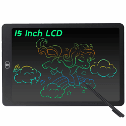 🎨 LCD Schreibtafel 15 Zoll - Bunte Bildschirm Schreibtablett für Kinder und Erwachsene