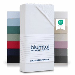 🌟 Blumtal® Basics Spannbettlaken 140x200cm Jersey - Weiß 140x200cm - OEKO-TEX zertifiziert - 100% Baumwolle
