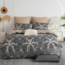 Angebot: Geometrische Bettwäsche 135x200 Grau Bettgarnitur ❤️🛌
