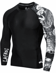 LAFROI Herren Langarm UPF 50+ Kompressionsshirt Rash Guard-CLYYB L Asymmetric Dragon 🐉🌞