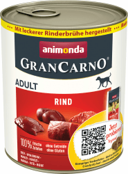 🐶 Animonda GranCarno Hundefutter, Nassfutter für erwachsene Hunde, Rindfleisch pur, 800g 🐾