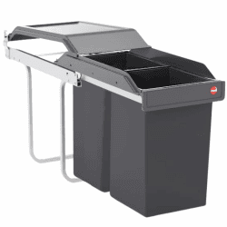 🌿🗑️ Hailo Abfallsammler Tandem 3650101 Einbau-Mülltrenner mit 2 Fächern - Küchen-Mülleimer