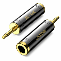 🎧 ANDTOBO 2er-Pack 1/4'' auf 3,5 mm Stereo Reinkupfer Kopfhöreradapter - Schwarz 🎶