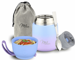 Milu® Thermobehälter für Essen 450ml, Edelstahl, Thermo Lunchbox, Suppenbehälter to go 🍲🥣