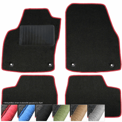 🚗 Fußmatten Auto - Velours Autoteppiche passend für Opel Astra J (2009-2015) - 4-teiliges Set - Schwarze Automatten mit Roten Ziernähten