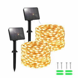 Solar Lichterkette Außen Solar 100LED 5Mx2 - 2 Stück Wetterfest 8 Modi 🌞