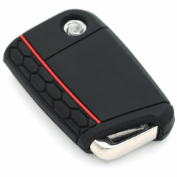 🔑 Schlüssel Hülle VB für 3 Tasten Auto Schlüssel Silikon Cover Schlüsselhülle Etui Schutzhülle (.Schwarz Rot)