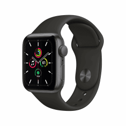 🌟 Apple Watch SE 2020 (GPS, 40MM) Aluminiumgehäuse Space Grau mit Schwarz Sportarmband 🌟