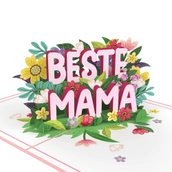 🌺 Papercrush® Pop-Up Karte Muttertag „Beste Mama” 🌼 - 3D Muttertagskarte mit Spruch & Blumen