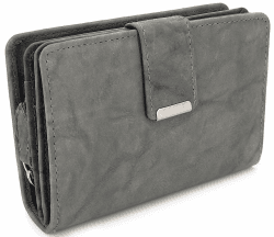 Damen Geldbörse aus weichem Leder mit RFID-Schutz - Damen-Portemonnaie (Grau) 👛🔒