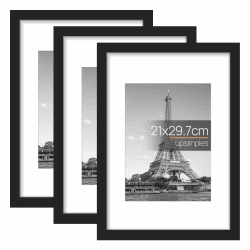 🖼️ Upsimples 3er Pack Bilderrahmen A4 Schwarz für Fotos, Bilder, Poster