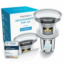 Universal Ablaufgarnitur mit Überlauf (Chrom) - Pop Up Ventil für Waschbecken und Waschtisch 🚿