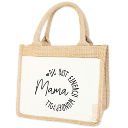 😍 Jutetasche mit Vordertasche und Bestickung zum Muttertag 🎁