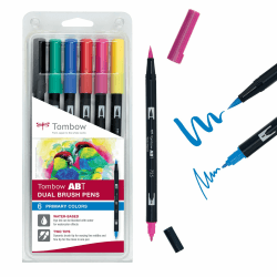 🌈 Super Angebot! Tombow ABT-6P-1 Fasermaler Dual Brush Pen Set 6er - Primärfarben