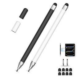 🌟 Universeller Tablet-Stift mit Dual-Tip - Präzisionsspitze, Kein Aufladen nötig, Magnetische Befestigung - Schwarz/Weiß 🖊️📱