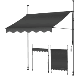 🌞 KESSER® Klemmmarkise mit Handkurbel Balkon 🌿 | Balkonmarkise ohne Bohren | Markise UV-beständig höhenverstellbar & wasserabweisend | Sonnenschutz für Balkon Terrasse & Garten, Terrassenüberdachung 300cm