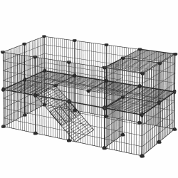 SONGMICS Zaun für Haustiere - 2 Ebenen - Schwarz LPI02H 🐹🐰🐭