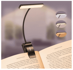 Gritin Leselampe Buch Klemme, USB Wiederaufladbare Buchlampe mit 19 LEDs, 3 Farbtemperatur Modi, Lange Laufzeit, Stufenlose Helligkeit Klemmlampe, 360° Flexibel Klemmleuchte für Nachtlesen ins Bett