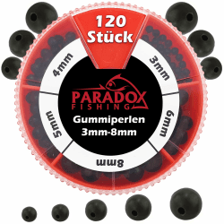 🎣 Paradox Fishing Gummiperlen Set 3mm-8mm I 120 Stück I Gummiperlen Angeln Stopper-Perle 🎣