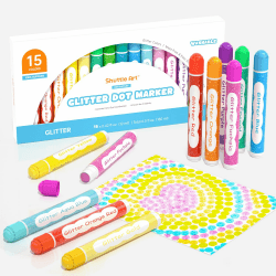 🎨 Shuttle Art 15 Glitzer Dot Marker Set für Kinder zum Malen & Bingo