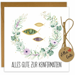 🌸 Exquisites Design: Geldgeschenk zur Konfirmation mit floralem und christlichem Fischmotiv