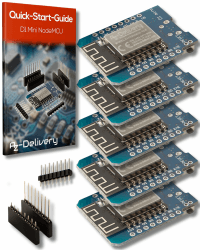 🚀 Mega Deal: AZDelivery 5X D1 Mini NodeMcu mit ESP8266-12F WLAN Module CH340G Lua kompatibel mit Arduino inklusive E-Book!