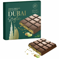 Dubai Style Schokolade (XL) mit Pistazie & Kunafeh Engelshaar Kadaif - Virale TikTok Hype Schokolade