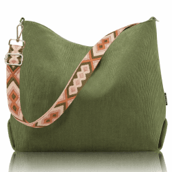 Stylische Damen Cord-Tasche mit Verstellbarem Schulterriemen