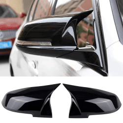 🚗🔥 PAISEN 1 Paar Auto Spiegelkappen - Rückspiegelgehäuse - Abdeckungen Seitenspiegel - Tür Spiegelkappen für F20 F22 F23 F30 F31 F32 F33 F36 F87 M2 X1 E84 (Bright black) 🚘💥