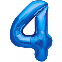 Luftballon 4. Geburtstag Zahl 4 Blau XXL Riesen Folienballon 100cm